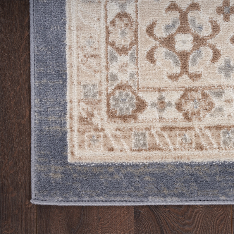 Nourison Serenity Home 9' x 12' Fabric Ivory Blue Vintage Indoor Rug
