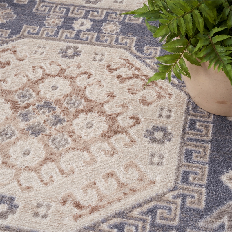 Nourison Serenity Home 9' x 12' Fabric Ivory Blue Vintage Indoor Rug