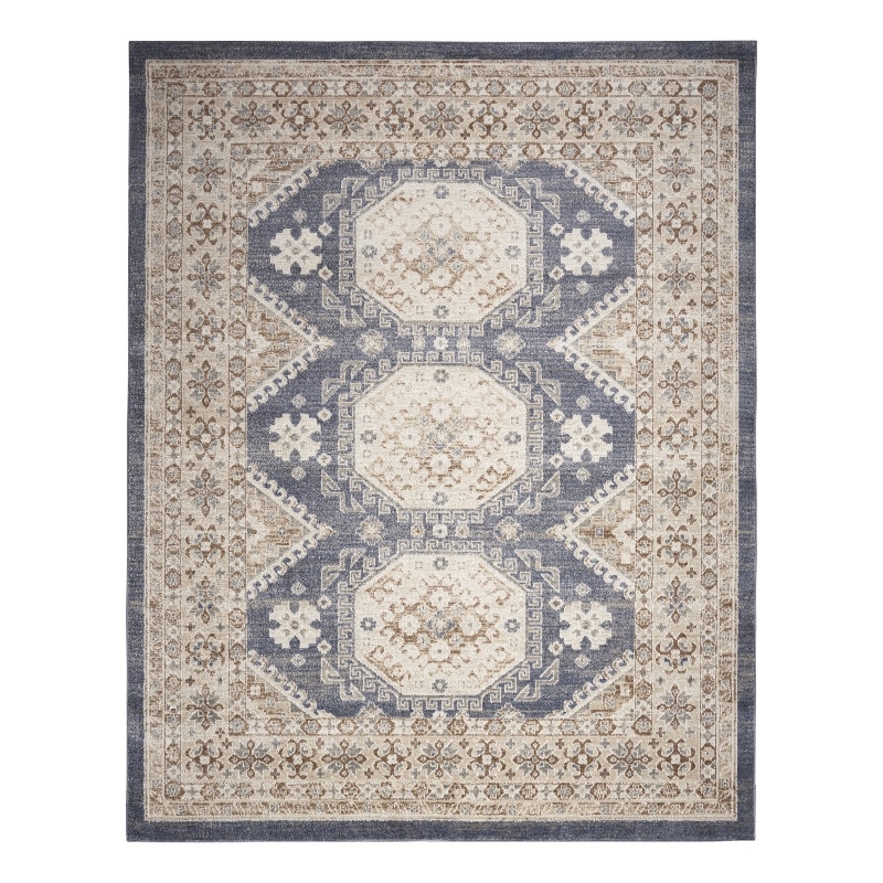 Nourison Serenity Home 9' x 12' Fabric Ivory Blue Vintage Indoor Rug