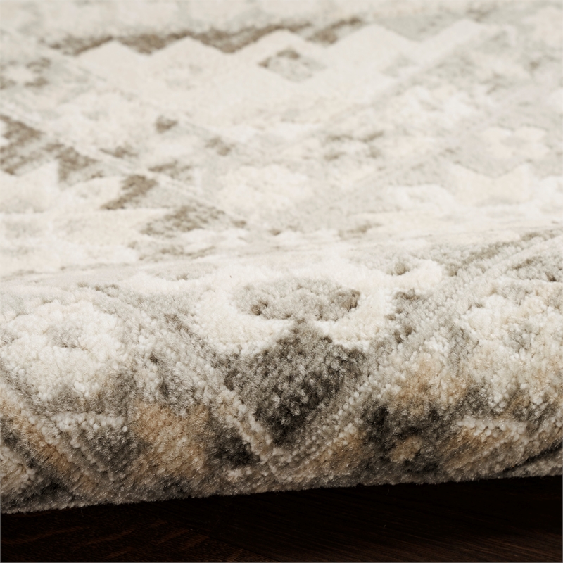 Nourison Serenity Home 9' x 12' Fabric Ivory Gray Vintage Indoor Rug