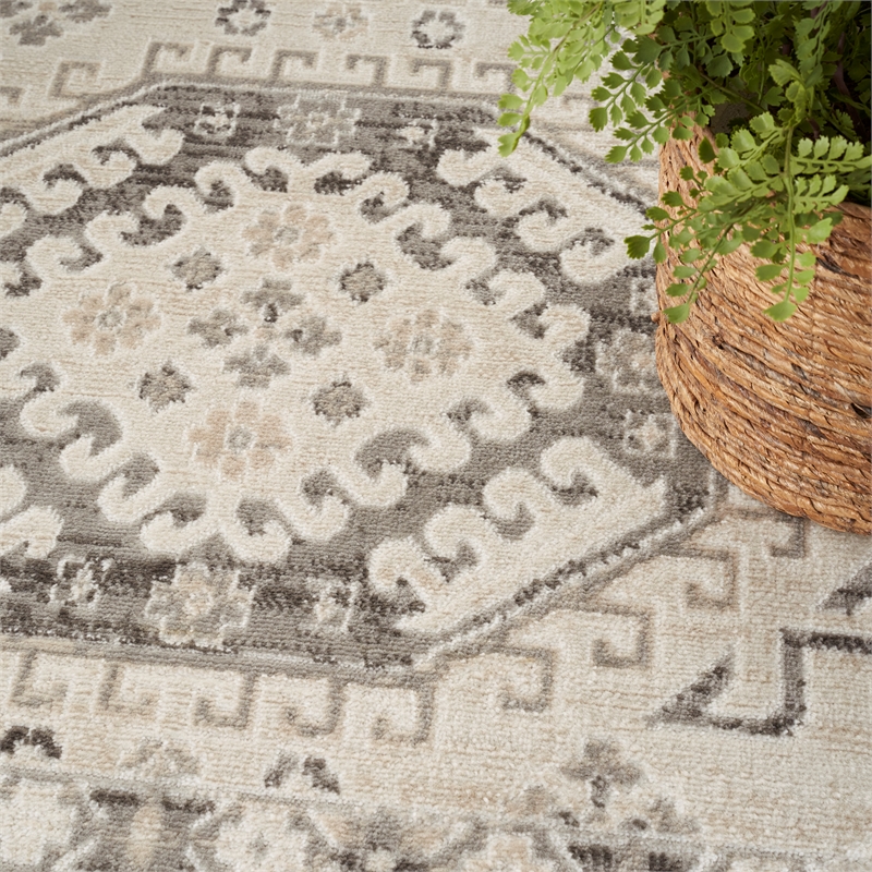 Nourison Serenity Home 9' x 12' Fabric Ivory Gray Vintage Indoor Rug