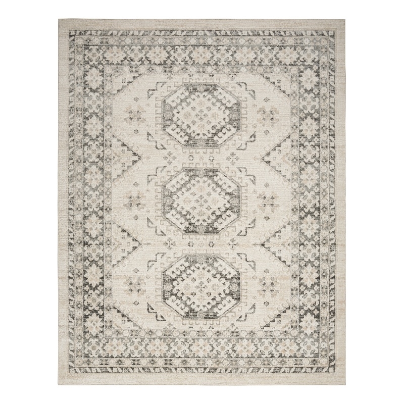 Nourison Serenity Home 9' x 12' Fabric Ivory Gray Vintage Indoor Rug