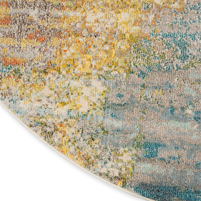Nourison Celestial 10' x Round Multicolor Fabric Modern Area Rug (10' Round)