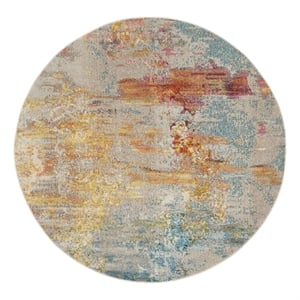 Nourison Celestial 10' x Round Multicolor Fabric Modern Area Rug (10' Round)