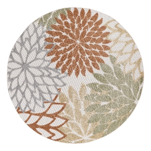 Nourison Aloha 94x94&quot Outdoor Polypropylene Fabric Rug in Ivory/Multi-Color