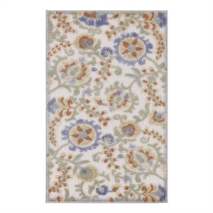 Nourison Aloha 32x48&quot Polypropylene Fabric Area Rug in Ivory and Blue