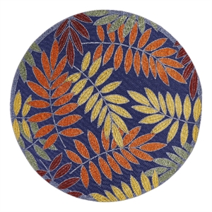 Nourison Aloha 63x63&quot Polypropylene Fabric Area Rug in Blue/Navy/Multicolor