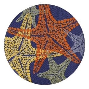 Nourison Aloha 7'10&quot x Round Fabric Blue Multicolor Outdoor Rug