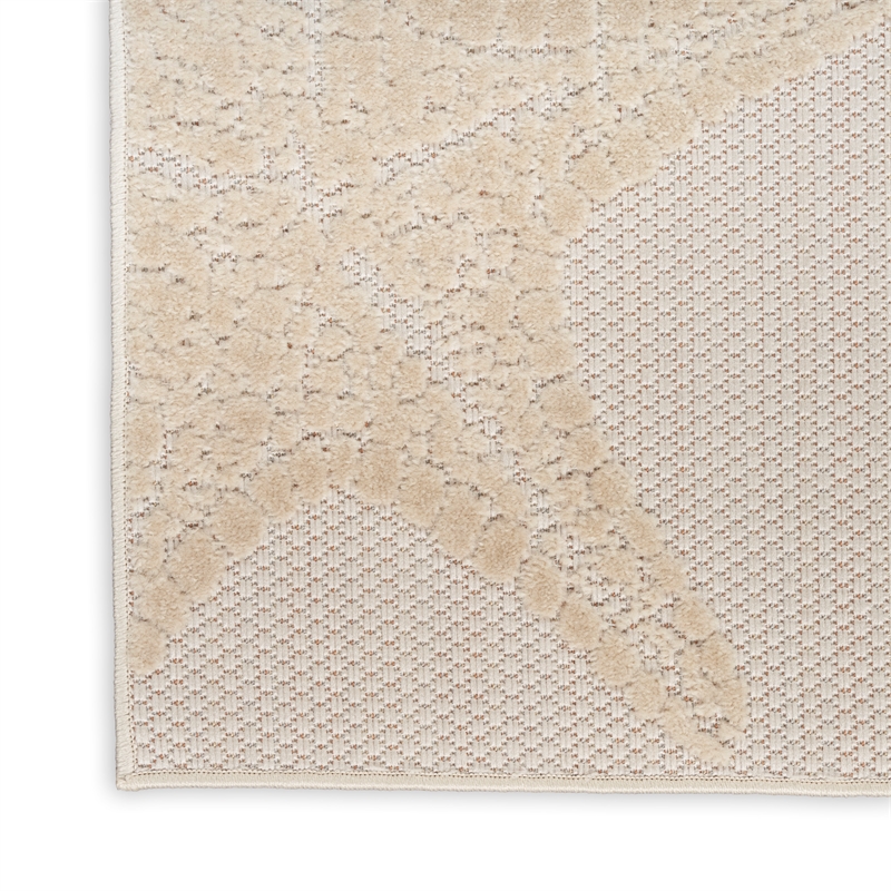 Nourison Aloha 2' x 6' Fabric Ivory/ Cream Multicolor Outdoor Rug