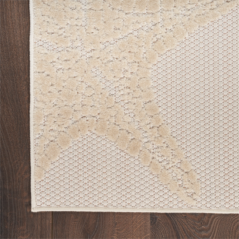 Nourison Aloha 2' x 6' Fabric Ivory/ Cream Multicolor Outdoor Rug