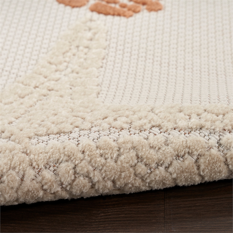 Nourison Aloha 2' x 6' Fabric Ivory/ Cream Multicolor Outdoor Rug