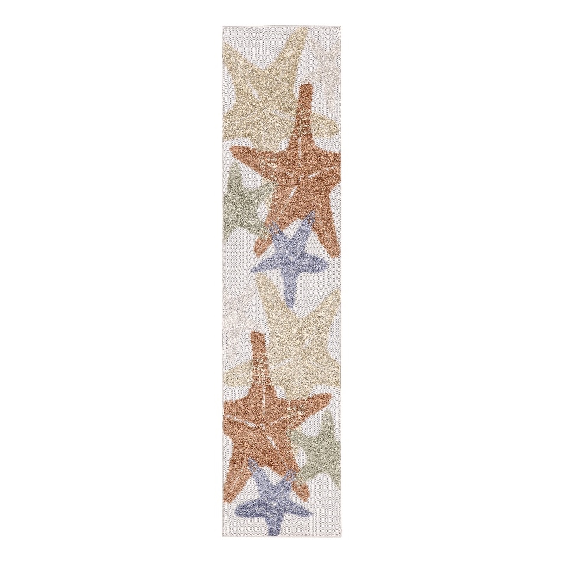 Nourison Aloha 2' x 6' Fabric Ivory/ Cream Multicolor Outdoor Rug