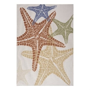 Nourison Aloha 5'3&quot x 7'5&quot Fabric Ivory/ Cream Multicolor Outdoor Rug