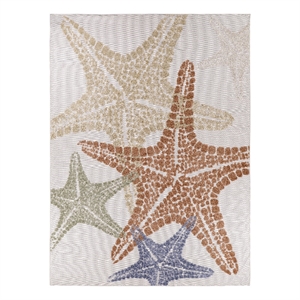 Nourison Aloha 7'10&quot x 10'6&quot Fabric Ivory/ Cream Multicolor Outdoor Rug