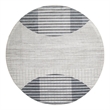 Astra Machine Washable 5' Round Fabric Ivory Blue Mid-Century Modern Indoor Rug