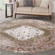 Astra Machine Washable 5' Round Fabric Sage Green Multicolor Vintage Indoor Rug