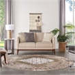 Astra Machine Washable 5' Round Fabric Sage Green Multicolor Vintage Indoor Rug