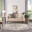 Astra Machine Washable 5' Round Fabric Silver Gray Vintage Indoor Rug