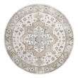 Astra Machine Washable 5' Round Fabric Silver Gray Vintage Indoor Rug