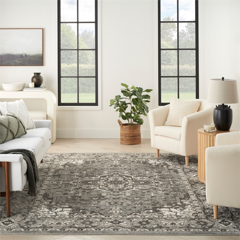 Nourison Concerto 8' x 10' Gray Fabric Vintage Area Rug (8' x 10')