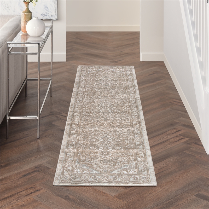 Nourison Concerto 8' Runner Beige Fabric Vintage Area Rug (8' Runner)
