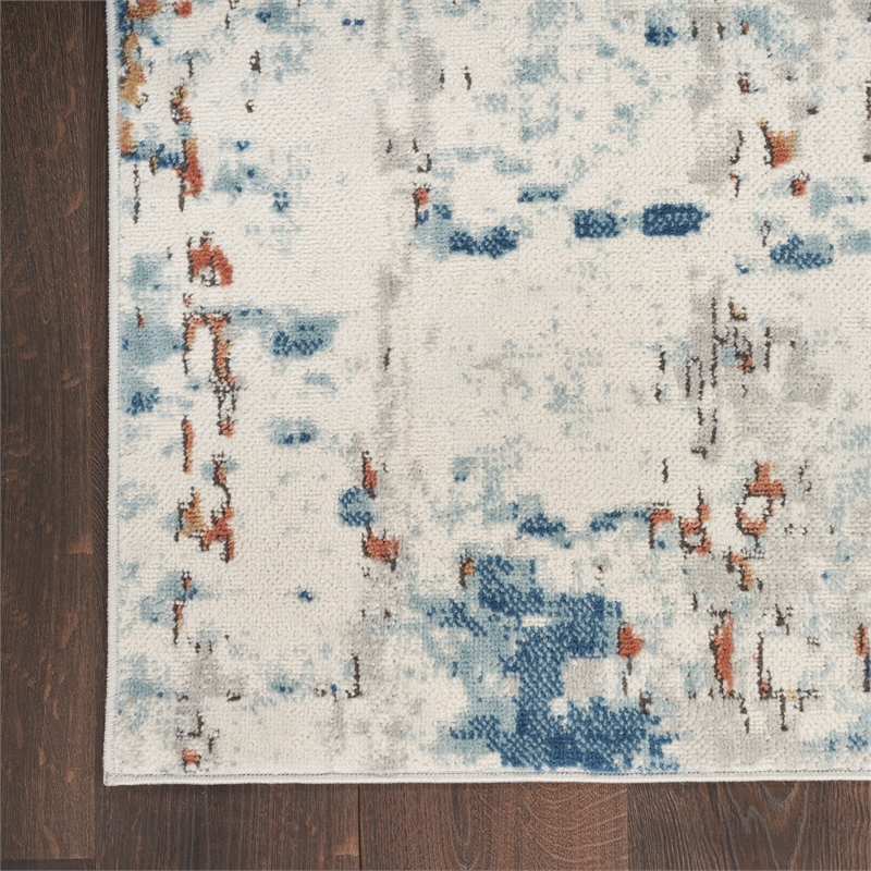 Nourison Concerto 5' x 7' Beige Blue Rust Fabric Modern Area Rug (5' x 7')