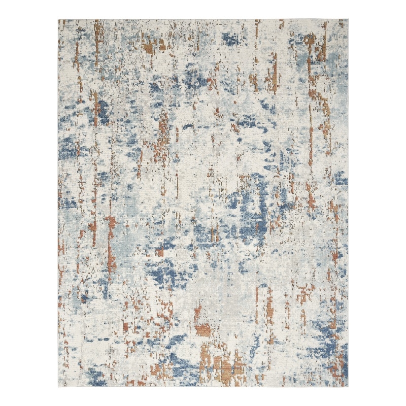 Nourison Concerto 5' x 7' Beige Blue Rust Fabric Modern Area Rug (5' x 7')
