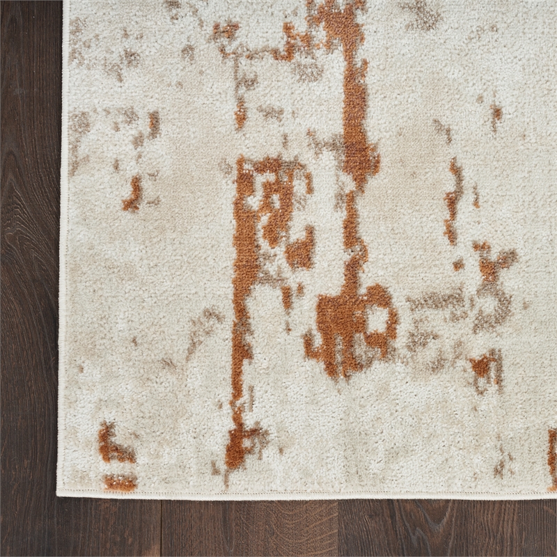 Nourison Concerto 8' Runner Ivory Rust Fabric Modern Area Rug (8' Runner)