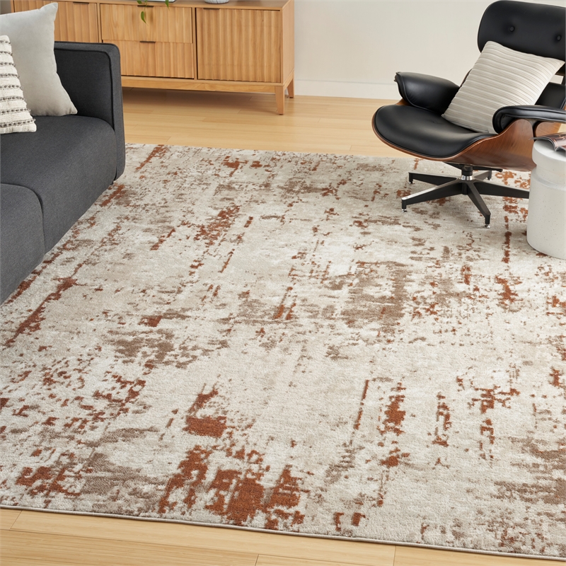 Nourison Concerto 4' x 6' Ivory Rust Fabric Modern Area Rug (4' x 6')
