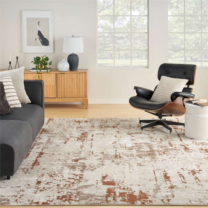 Nourison Concerto 4' x 6' Ivory Rust Fabric Modern Area Rug (4' x 6')