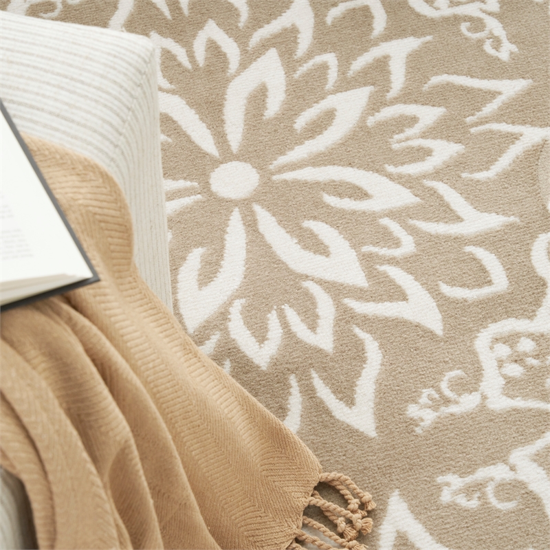 Nourison Jubilant 5' x 7' Taupe Fabric Farmhouse Area Rug (5' x 7')