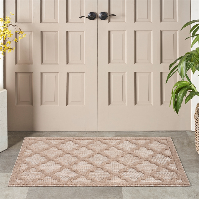 Nourison Easy Care 2' x 4' Natural Beige Fabric Modern Area Rug (2' x 4')