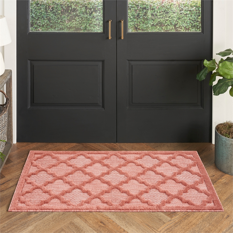 Nourison Easy Care 2' x 4' Coral Orange Fabric Modern Area Rug (2' x 4')