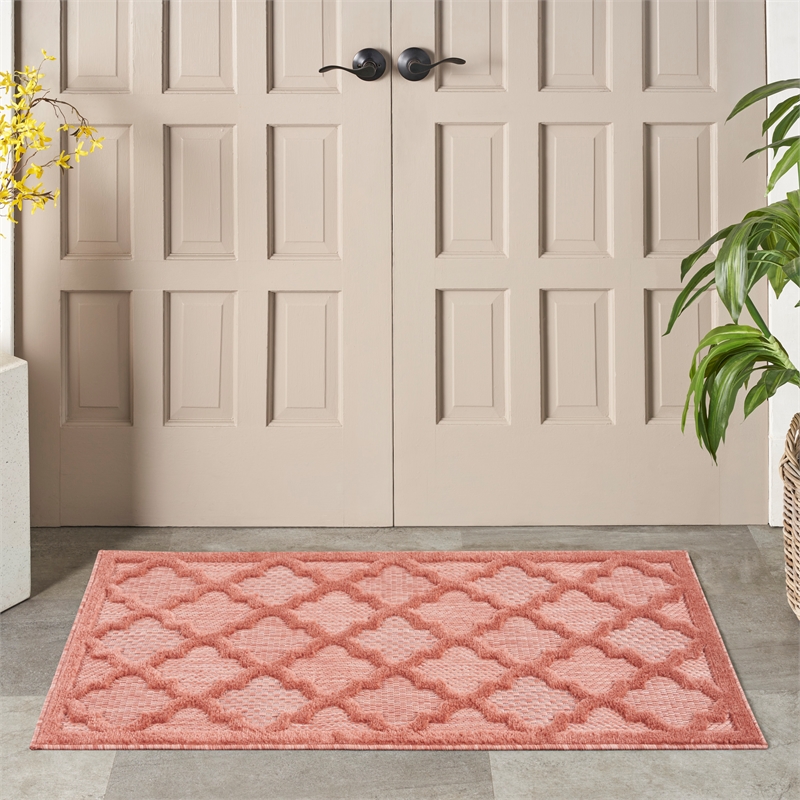 Nourison Easy Care 2' x 4' Coral Orange Fabric Modern Area Rug (2' x 4')
