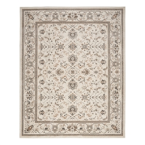 Nourison Serenity Home 94x118&quot Indoor Traditional Fabric Rug in Ivory and Mocha