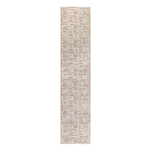 Nourison Serenity Home 26x90&quot Indoor Transitional Fabric Rug in Mocha/Ivory