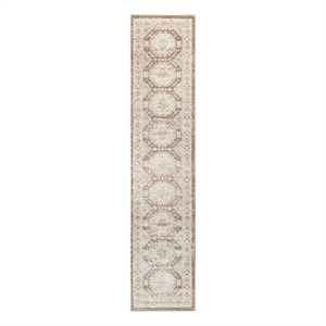 Nourison Serenity Home 26x90&quot Indoor Traditional Fabric Rug in Ivory and Mocha
