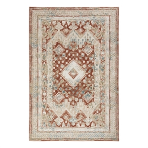 Nourison Thalia 48x72&quot Indoor Transitional Fabric Rug in Rust Red and Ivory