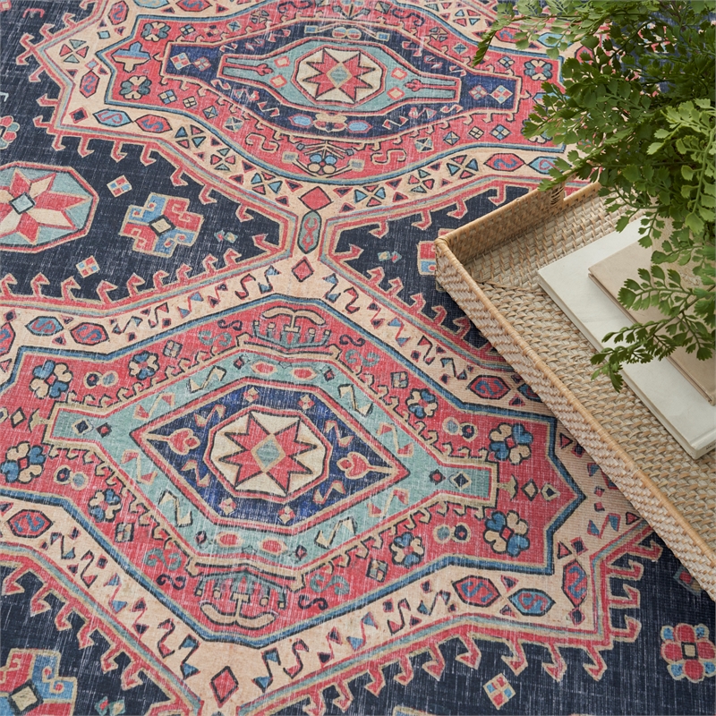 Nourison Vintage Home 5' x 7' Fabric Navy Blue Bohemian Indoor Rug