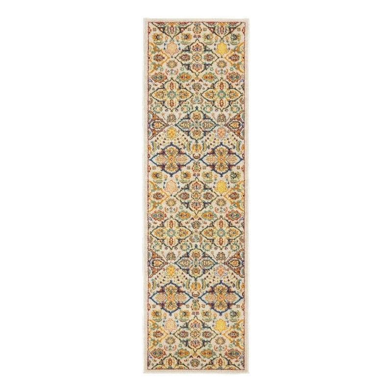 Nourison Allur 10' Runner Ivory Multicolor Fabric Bohemian Area Rug (10' Runner)