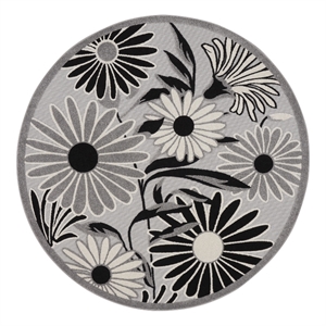 Nourison Aloha 5' x Round Black White Fabric Contemporary Area Rug (5' Round)