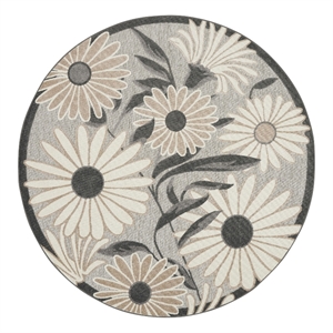 Nourison Aloha 5' x Round Beige Fabric Contemporary Area Rug (5' Round)