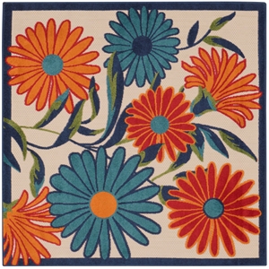 Nourison Aloha 5' x Square Multicolor Fabric Contemporary Area Rug (5' Square)