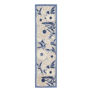 Nourison Aloha 12' Runner Blue Gray Fabric Contemporary Area Rug (12' Runner)