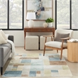 Astra Machine Washable 4' x 6' Blue Green Multi Modern Fabric Indoor Rug