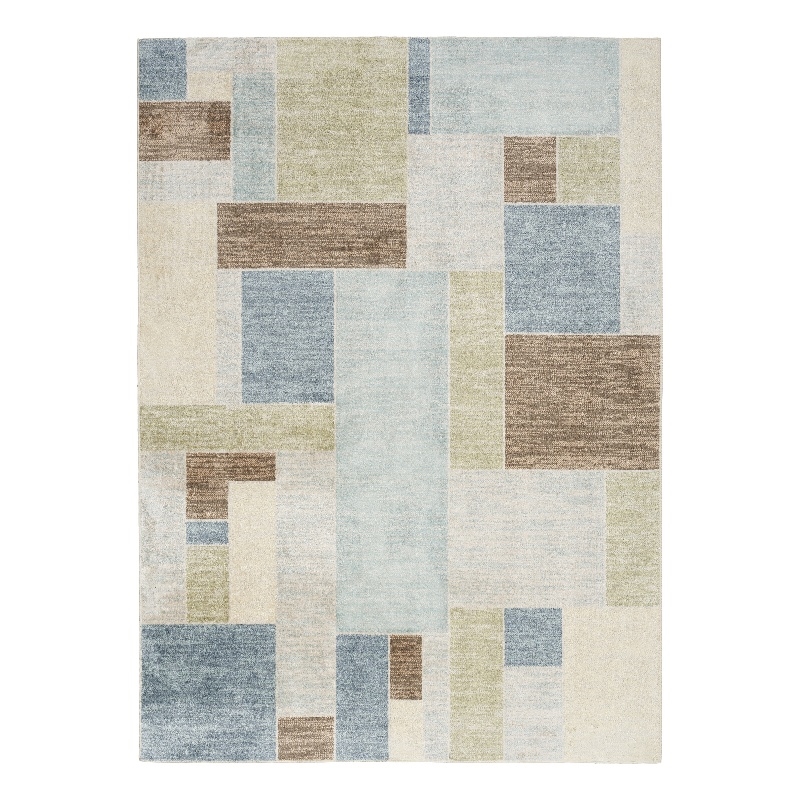 Astra Machine Washable 4' x 6' Blue Green Multi Modern Fabric Indoor Rug