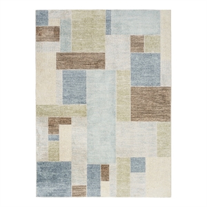 Astra Machine Washable 5'3&quot x 7' Blue Green Multi Modern Fabric Indoor Rug