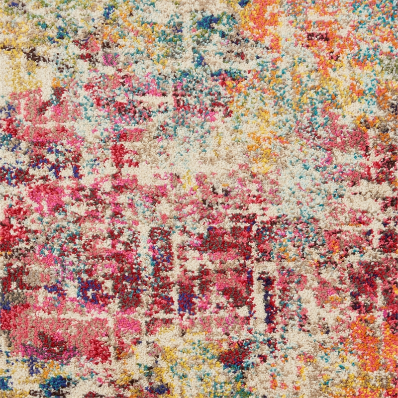 Celestial 2' x 6' Pink/Multicolor Modern & Contemporary Fabric Indoor Rug