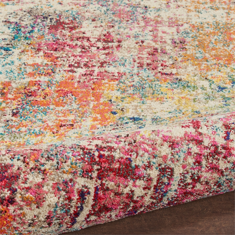 Celestial 2' x 6' Pink/Multicolor Modern & Contemporary Fabric Indoor Rug