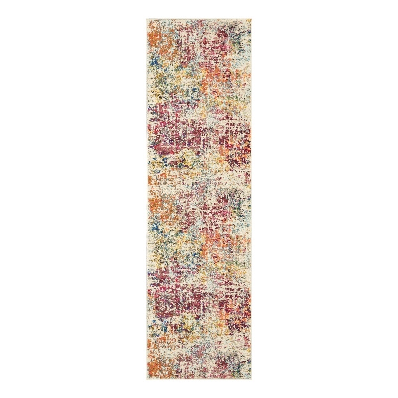 Celestial 2' x 6' Pink/Multicolor Modern & Contemporary Fabric Indoor Rug